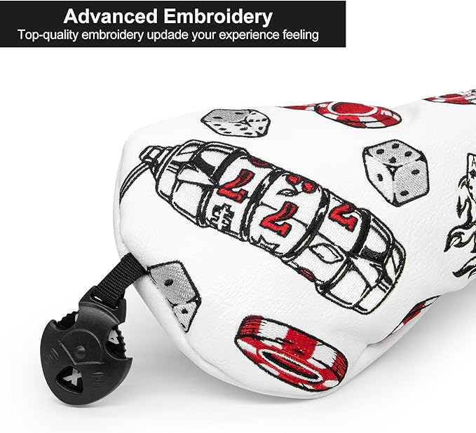Golf Club Headcover for Driver Covers, Fairway Wood Covers, Hybrid Covers Pocker Style Premium Leather 3 Wood Headcover Set with Interchangeable No. Tags