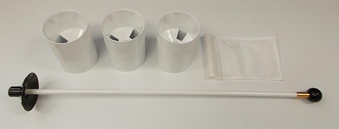 ShopTJB Golf Practice Putting Green - Natural or Synthetic - Accessory Kit - (3) Aluminum 6" Deep Regulation Cups + (1) Yellow Jr Flag + (1) 30" Fiberglass Pin Marker with Ball Lifter Disk