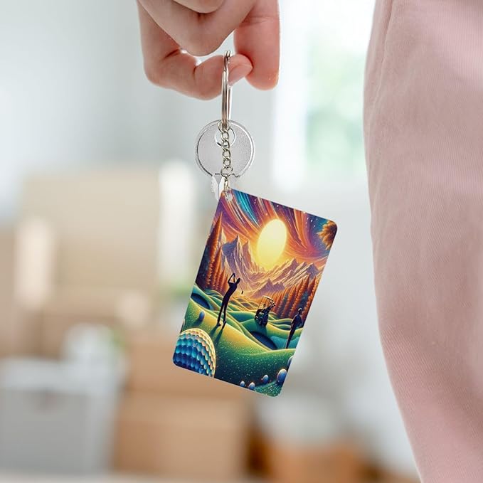 Keychain - Rectangular Acrylic Keychain Daily Key Ring Car Key Fob Holder 2X3 Inch