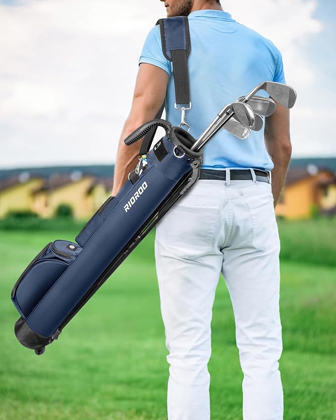 Golf Stand Bag, Lightweight Par 3 Golf Bag Holds Up to 7 Clubs with Two Way Dividers Cooler Pocket Shoulder Strap and Multiple Storage Pockets for Men and Women