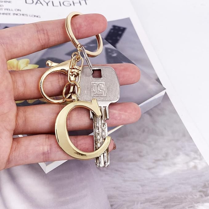 LAXPICOL Gold Letter A-Z Keychain for Women Bag Charms Purse Charms For Handbags Metal Alphabet Initial Letter Keychain