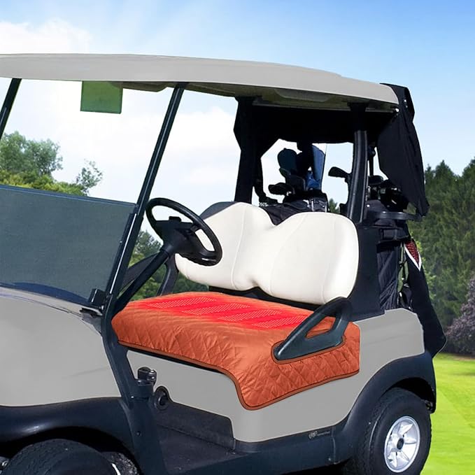 Heated Golf Cart Seat Cover,Non-Slip Winter Golf Cart Seat,Universal Fit, Easy Installation,4 Heating Zones, USB/Type-C Powered, Non-Slip & Waterproof, Ideal Golf Gift for Men
