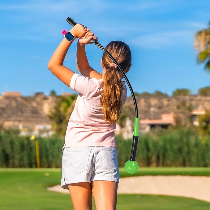 GYMAX Golf Swing Trainer, Warm-Up Stick with Grip Trainer for Rhythm, Balance, Tempo & Strength, Right Handed Swing Speed Training Aid, Weighted Golf Club for Indoor Practice