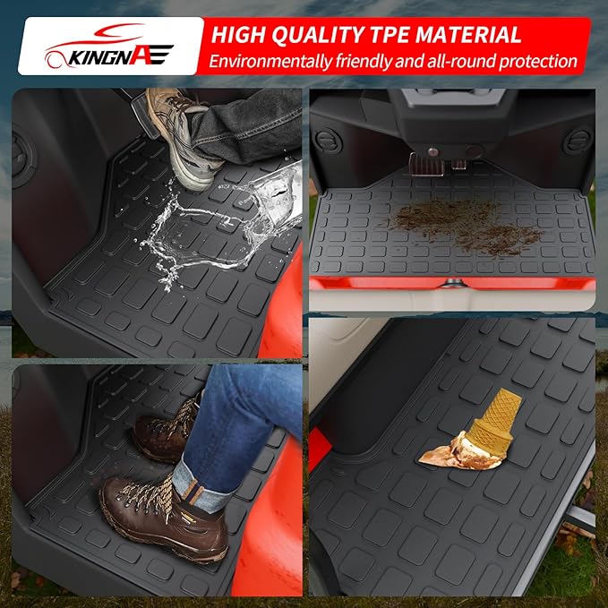 Floor Mats Compatible with 2023-2025 Evolution D5 Golf Cart (D5 Ranger and D5 Maverick with and Without The Plus) 2+2 Model TPE All Weather Guard Protector Accessories