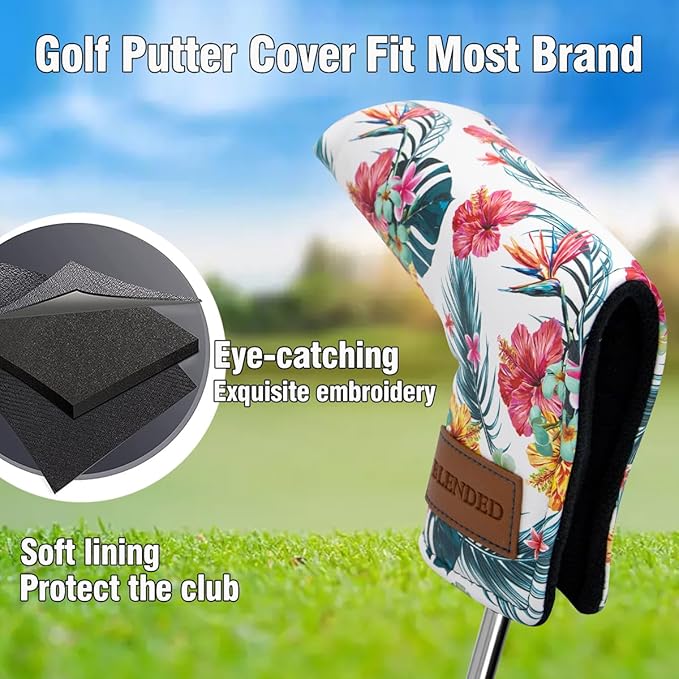Golf Club Covers Driver Covers Fairway Wood Headcover Hybrid Cover Leather Mallet Putter Covers Blade Headcovers Golf Head Covers for Most Brand