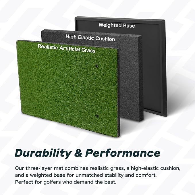 SAPLIZE Foldable Heavy-Duty Golf Hitting Mat with 10mm EVA Backing for Indoor/Outdoor Swing & Chipping, Golf Accessories & Gift for Men & Women