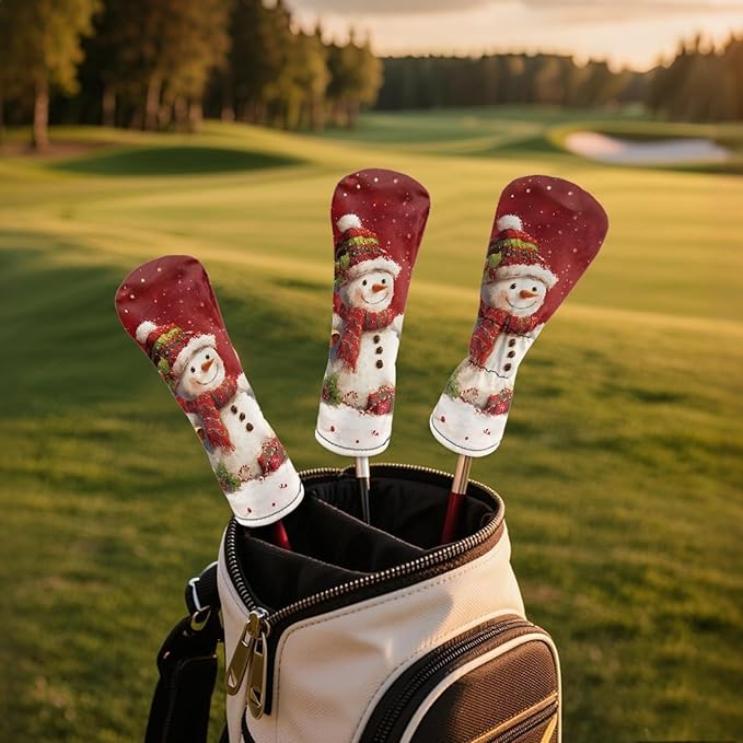 Golf Club Head Covers for Club Protective, Waterproof PU Leather Driver Fairway Wood Hybrid Head Cover