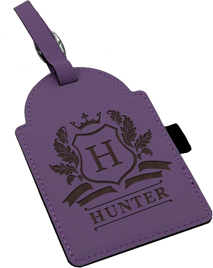 Custom Engraved Golf Luggage and Bag Tag - Personalized Golfing Accessories Gift for Golfer, Mom, Dad, Him, Her (Purple)
