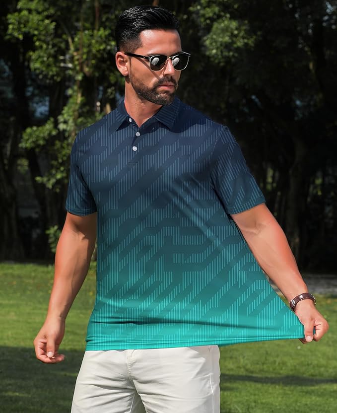 zeetoo Men's Polo Shirts Hawaiian Golf Polos Shirts Short Sleeve Performance Moisture Wicking Mens Golf Shirts