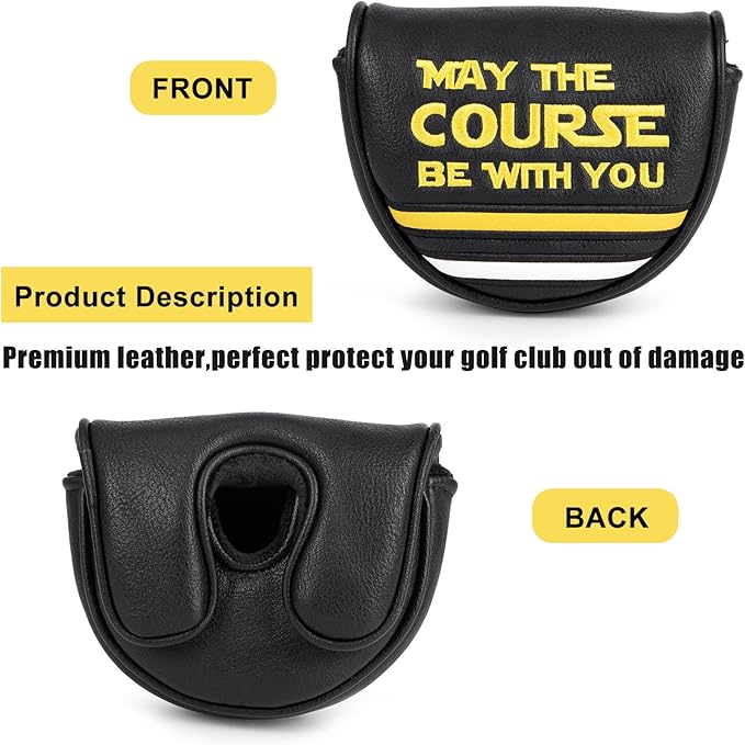 Golf Mallet Putter Cover, May The Course Be with You Magnetic Closure Premium Leather Headcovers Golf Mallet Putter Cover Fits for Golf OZ1 MEZZ 1 MEZZ1 MAX Putter