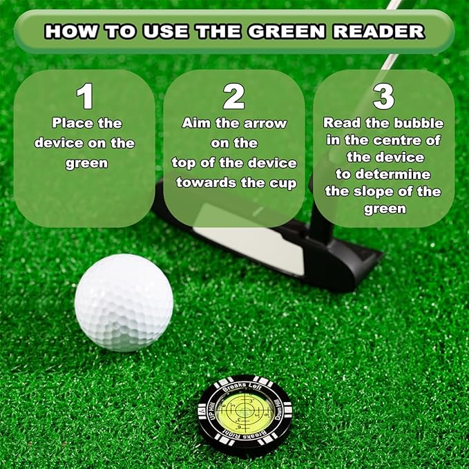 Golf Putt Green Reader, High Precision Golf Training Aid, Stylish Hat Clip Ball Marker, Golf Accessories for Men Women