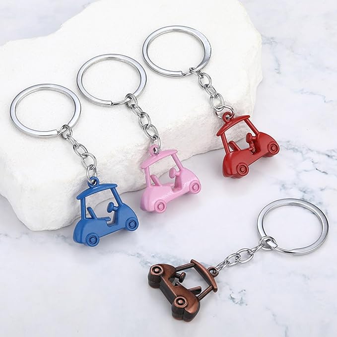 Pack Of 2 Zincs Alloy Realistic Golf Cart Keychains Golf Themed Holder Lightweight For Keys Bags Accessories