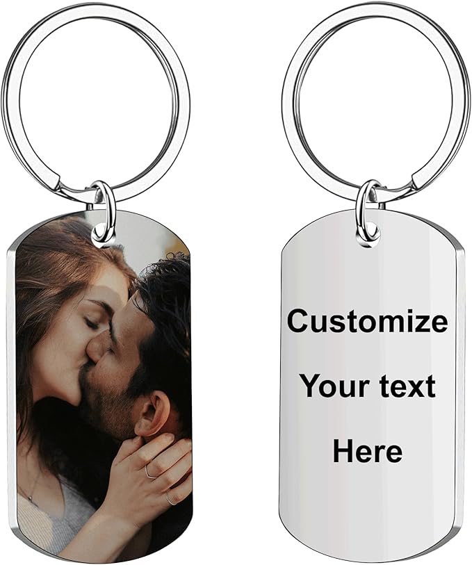 Custom Keychains with Picture Personalized Photo Logo Text Customized Key Chain for Boyfriend Dad Men Women Gifts