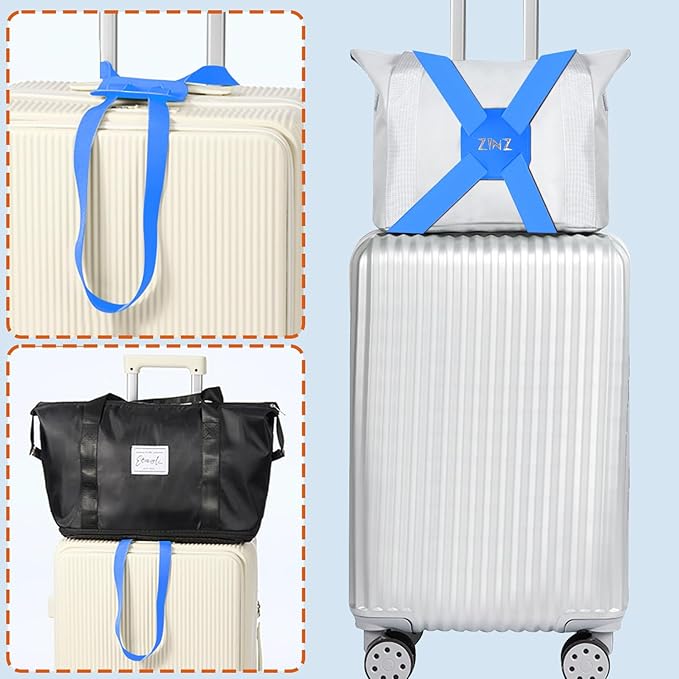 ZINZ Luggage Strap, High Elastic Suitcase Belt Adjustable Bag Bungees for Easier Travel，Blue