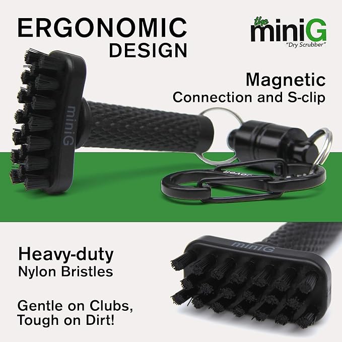 Grooveit Mini Golf Brush The Small MiniG 'Dry Scrubber' Features A Detachable Magnet, Heavy-Duty Nylon Bristles, and 3-Yr Warranty - Used On All Professional Golf Tours - Golf Accessory of 2023