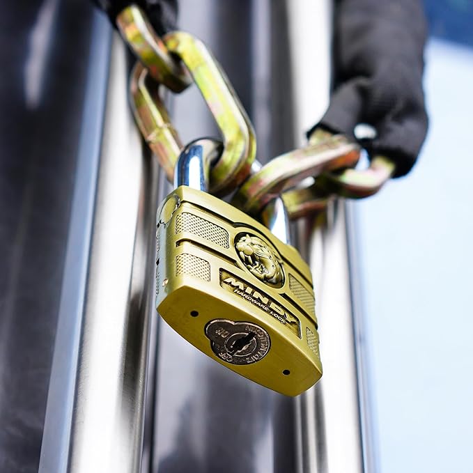 60mm Heavy Duty Waterproof Keyed Padlock with 4 Keys Brass Finish for Fences, Gates, Sheds