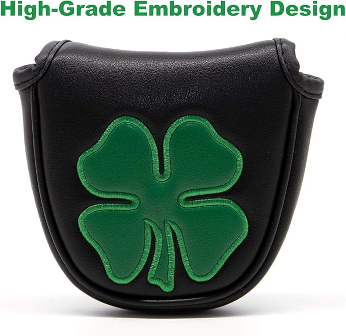 4 Leaf Clover Golf Mallet Putter Cover Headcover Club Protector Magnetic Clover for Odyssey 2ball,Red Oworks,Stroke Lab,Scotty Cameron,Taylormade Putters