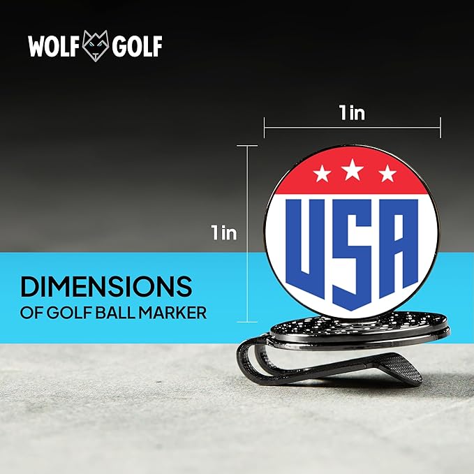 Wolf Golf Towels Golf Ball Marker Hat Clip Set | Multiple Sets to Choose from | 1 Magnetic Clip + 3 Ball Markers | Golf Accessories for Men & Women