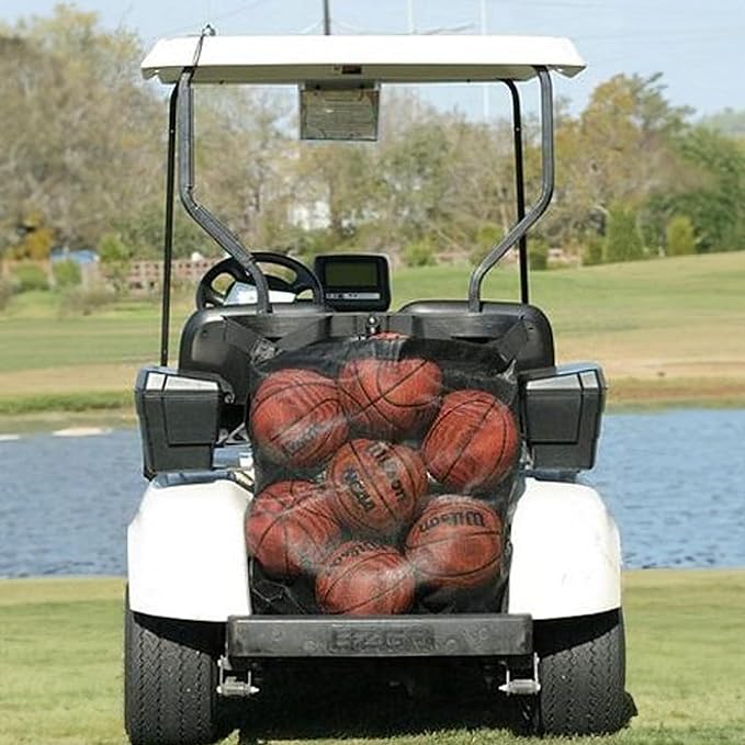 Club Clean Universal Cart Bag – Golf Cart Grocery Bag & Storage Carrier – Fits 2 & 4 Seat Golf Carts – Mesh Bag for EZGO, Yamaha, Club Car – Grocery, Beach, Chair & Supply Buggie Bag Attachment Black