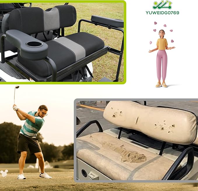 Universal EZGO Golf Cart Seat Covers Dress UP Older Golf Cart, Durable Breathable Material Front and Back Seat Cover Fit for EZ GO TXT, Easy to Install, Machine Washable