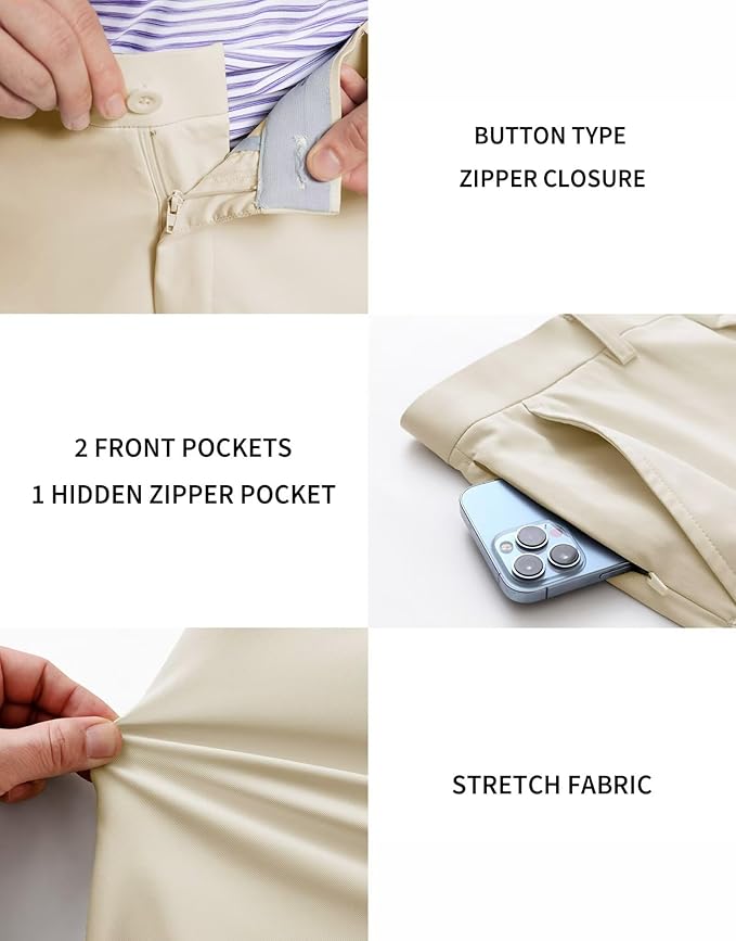 M MAELREG Golf Pants Men Quick Dry - 30"/32"/34" Stretch Lightweight 5 Pockets Water-Resistant Casual Mens Dress Pants