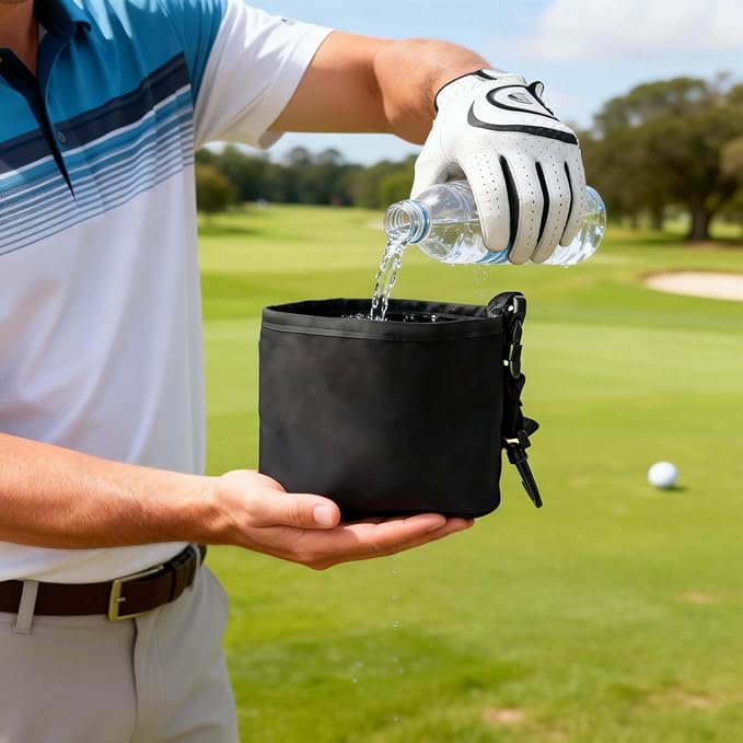 Portable Golf Club & Ball Cleaning Kit - Golf Cleaning Pouch with Towel, Lightweight Hanging Golf Accessory for Bag