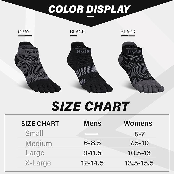 Hylaea No Show Running Athletic Anti-Blister Wicking Coolmax Socks, Seamless Anti-odor