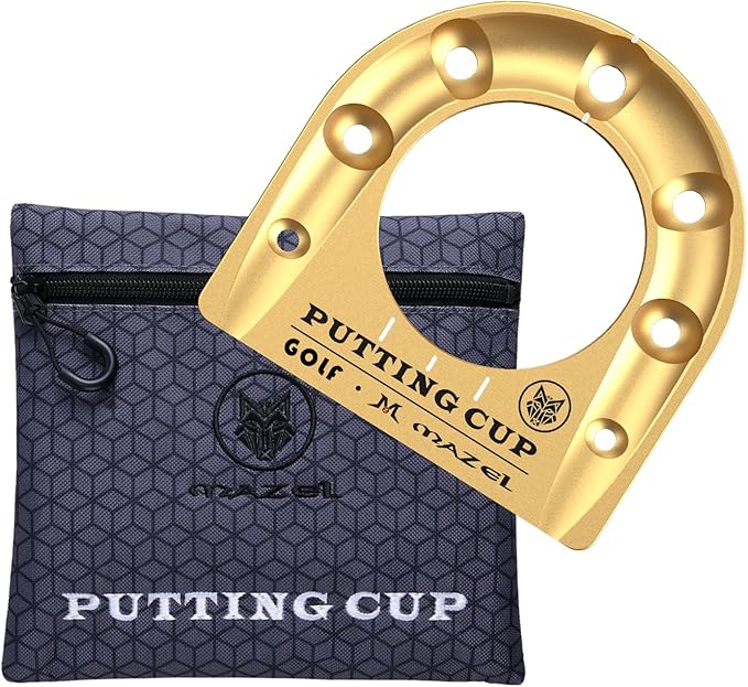 MAZEL Golf Putting Cup Hole Accuracy Trainer - Anodized Milled Aluminum Alloy Putting Training Aid for Indoor Outdoor Practice, with Carry Bag