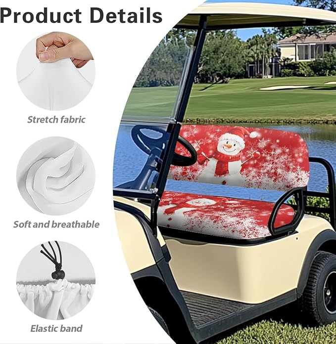 Golf Cart Seat Covers, Universal Fit & Nonskid Bottom Fits for Club Car 2 Person Seats Golf Carts
