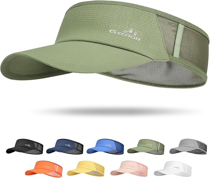 GXCROR Sports Sun Visor Hat Men Women, Lightweight Breathable Quick Dry Sports Sun Hat for Running Golf Tennis