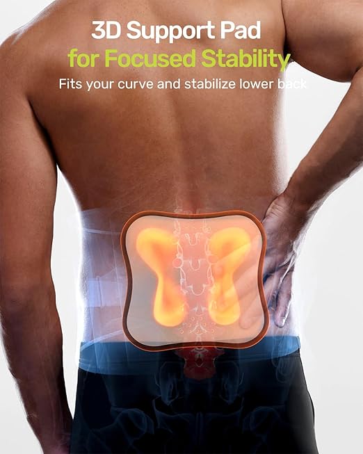 Back Brace for Lower Back, 8X Powerful Lumbar Support with 3D Pad, Support Belt for Men Women, Breathable Back Support Brace with Adjustable Strap, Green Size M