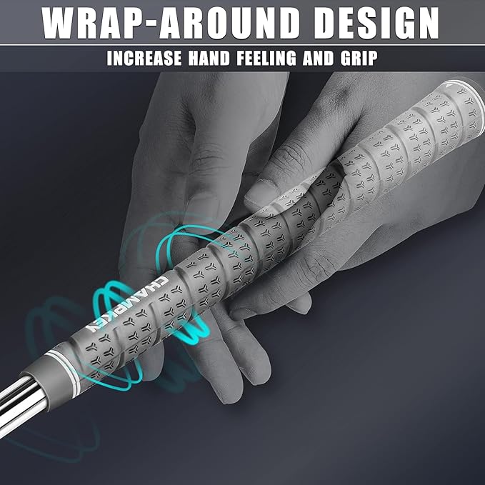 CHAMPKEY WRAP-Y Rubber Golf Grips 13 Pack Come with All Repair Kits - High Feedback and Traction Golf Club Grips