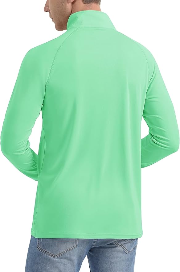 MAGCOMSEN Men's Long Sleeve Sun Shirts UPF 50+ Tees 1/4 Zip Up Fishing Running Rash Guard T-Shirts Outdoor Shirt