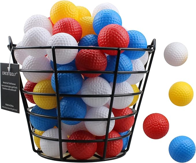 Crestgolf 2PCS Stainless Metal Golf Basket Golf Ball Container Ball Bucket