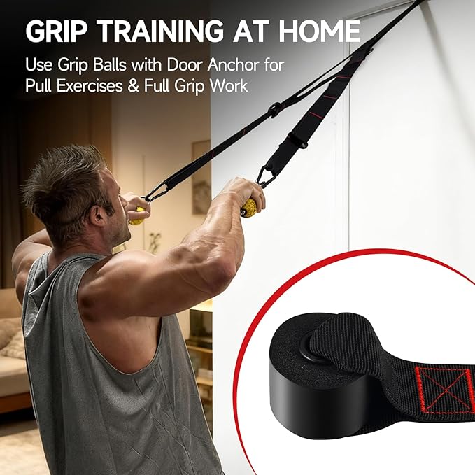 FitBeast Pull Up Ball Grips & Finger Straps Set – Grip Balls for Dead Hangs, Pull Ups, Climbing & Home Gym Training
