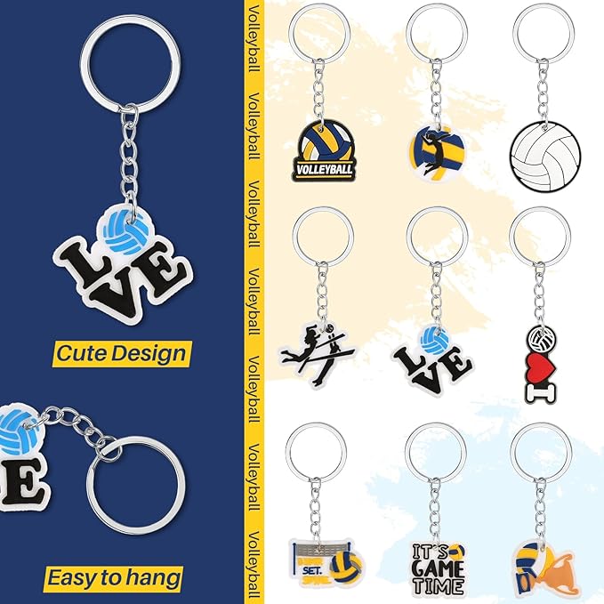 Batiyeer 36 Pack Volleyball Keychains Bulk Party Favors Sports Ball Key Chains Funny Keyring Gifts for Women Men Birthday Supplies
