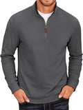 COOFANDY Men's Fleece Quarter Zip Pullover Long Sleeve Mock Neck Sweatshirt