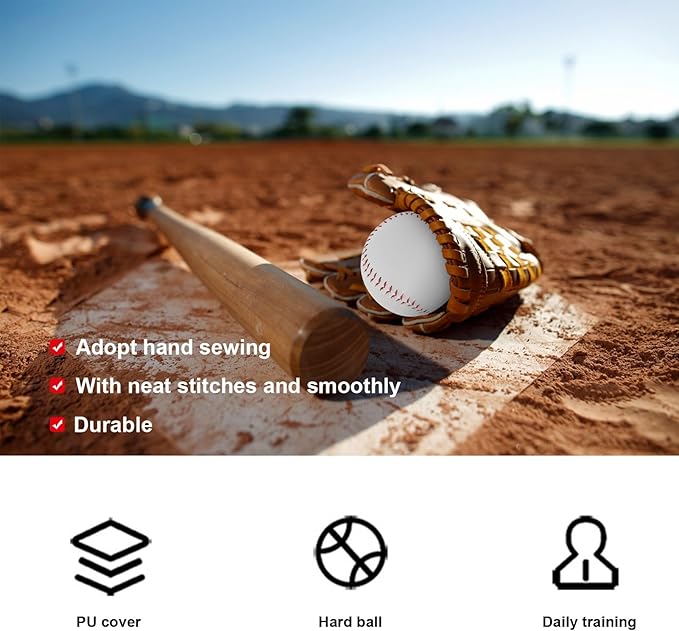 Practice Softballs, 12 Inch Official Size and Weight Slowpitch Softballs, PU Surface Cork Core Training Softballs for Games, Practice and Training 2 Pack