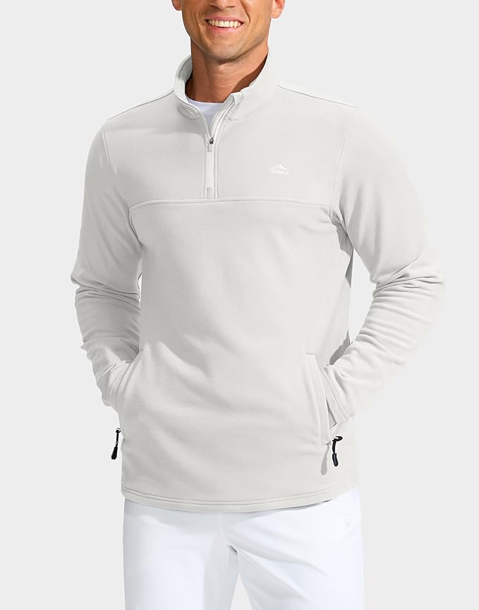 Pudolla Men's Quarter Zip Pullover with 2 Pockets Fleece Warm Soft Golf Sweatshirts for Athletic Workout Running