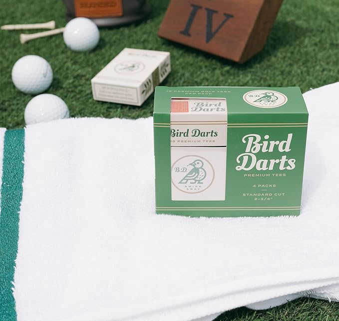 Premium Bamboo Wood Golf Tees, 18/72/180 Units (Packs of 18), 2 ¾ Golf Tees in Cigarette-Style Packaging, Durable, Biodegradable, Golf Tees Wood for Stylish Golfers