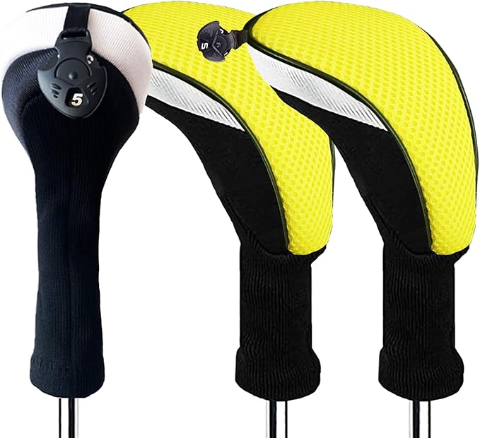 FINGER TEN Golf Club Head Covers Woods Hybrids 1/2/3/4 Pack, Headcovers Men Women 3 5 7 X with Interchangeable Number Tag, Fit All Wood Hybrid Clubs