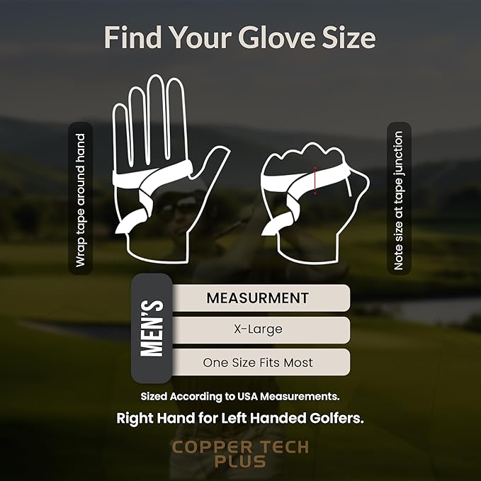 Copper Infused Golf Glove for Men – White/Black – Single Pack – Compression Fit, Arthritis Relief, Non-Slip Grip – USGA Approved