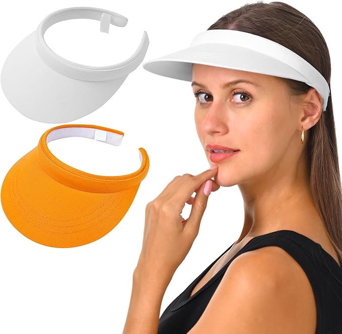 2 Pack Visor Women Men Sun Hat Clip On Visors Adjustable Sport Wide Brim Cap