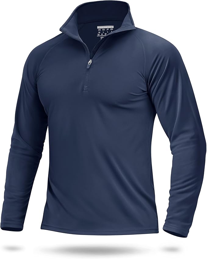 Boladeci Men's UPF 50+ Sun Shirts 1/4 Zip Long Sleeve SPF UV Protection Lightweight Quick Dry Quarter Zip Golf Shirts