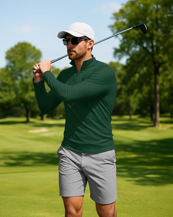 Boladeci Men's UPF 50+ Sun Shirts 1/4 Zip Long Sleeve SPF UV Protection Lightweight Quick Dry Quarter Zip Golf Shirts