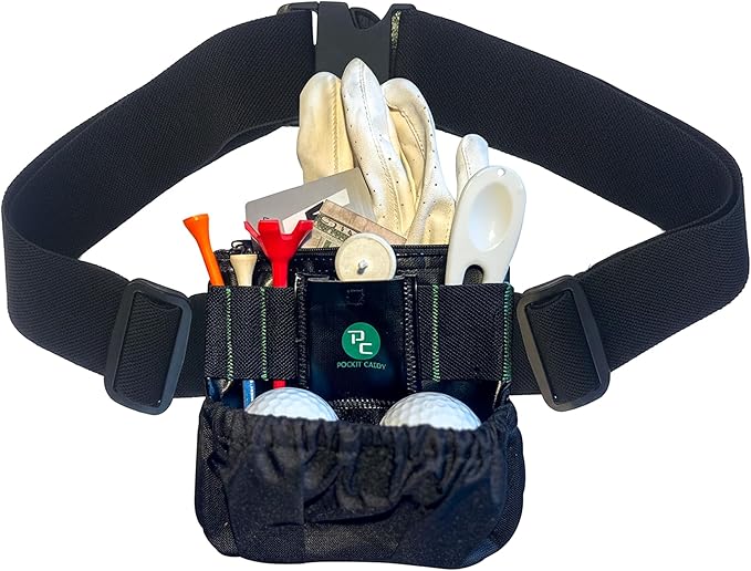 Golf Valuables Pouch Bag - Golf Balls Bag for tees, Balls, Ball Marker, Divot Repair Tool, Keys, Cards & Cash - Golf Caddy Belt Pouch for Women & Men- Golf Accessories Gift for Golfers