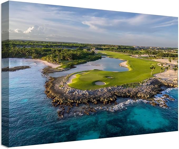 Punta Espada Golf Club Wall Art for Living Room Bedroom Bathroom Home Decorations Punta Espada Golf Course Picture Poster Framed Artwork Ready to Hang(12''H x 16''W)