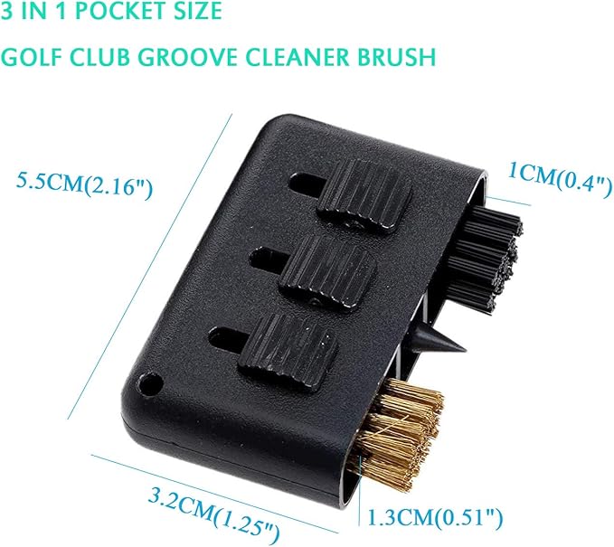 Golf Club Brush, Gzingen 3 Pack 3 in 1 Retractable Multiple-use Golf Club Groove Cleaners, for Golf Club Ball Divot Kit Pocket Cleaner Tool