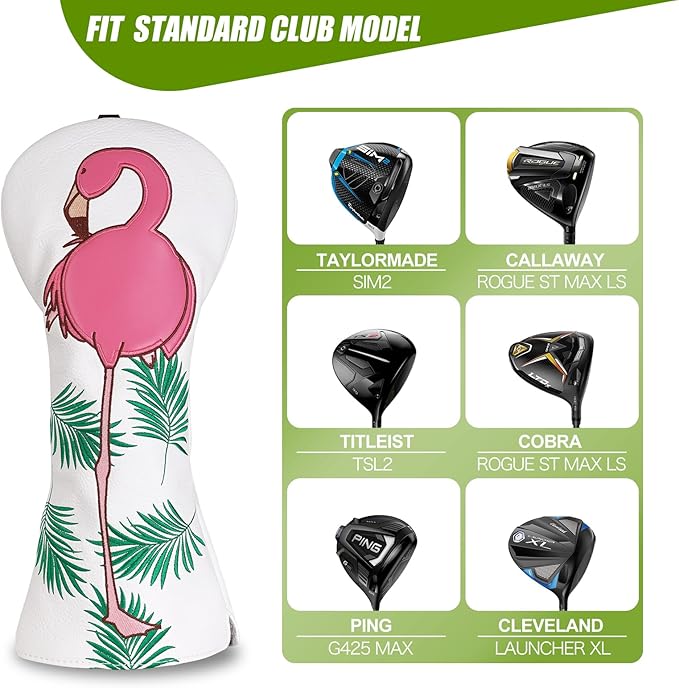 Craftsman Golf Flamingo White Golf Driver Fairway Wood Hybrid Putter Headcover Head Cover