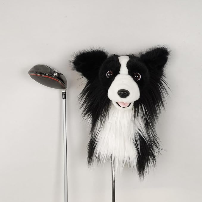 Craftsman Golf Golden Retriever Yorkshire Terrier Bernese Mountain Dog Border Collie Soft Cute Soft Plush Animal Driver Wood Headcover Head Cover Travel Protector Gifts for Men Women